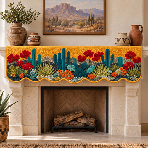 Golden Poppy Desert Quilted Mantel Scarf SN0HH0978