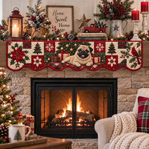 Golden Pug Quilted Mantel Scarf SN0HH0678