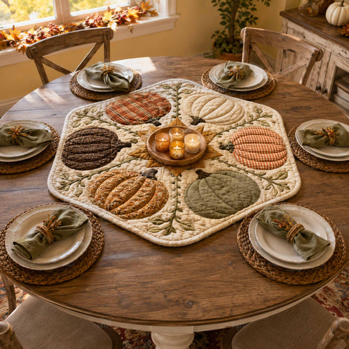 Golden Pumpkin Custom Shape Quilted Table Topper SN0TD071