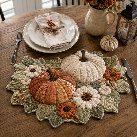 Golden Pumpkin Gathering Custom Shape Quilted Placemat SN0PT380