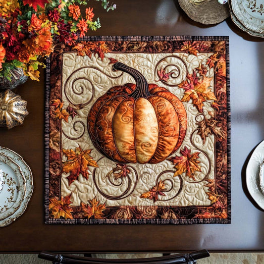 Golden Pumpkin Quilted Table Topper NCU0DDK593