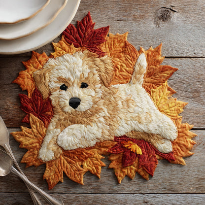 Golden Puppy Custom Shape Quilted Placemat NCU0LV107