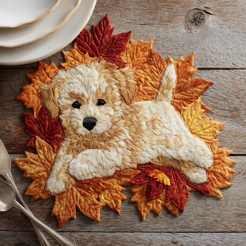 Golden Puppy Custom Shape Quilted Placemat NCU0LV107