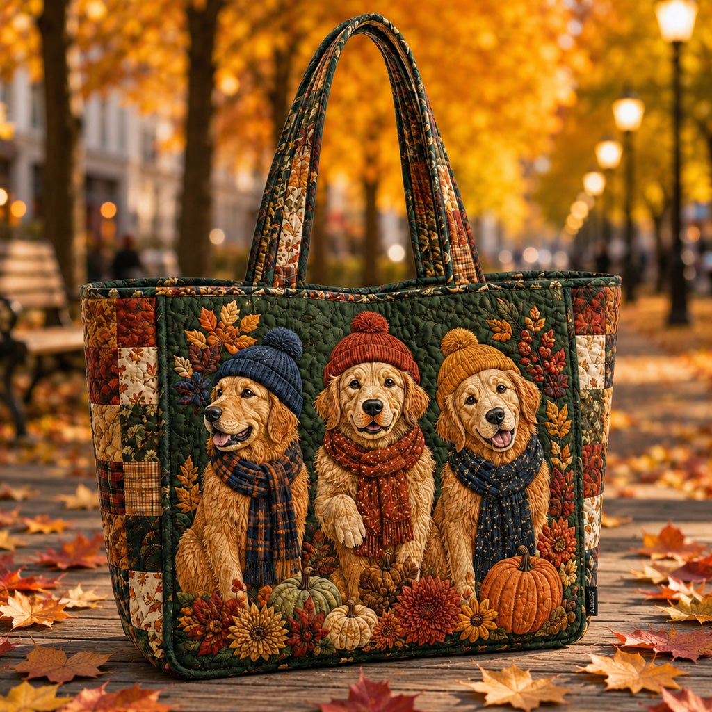 Golden Retriever Autumn Quilted Classic Tote Bag SN0HH0001
