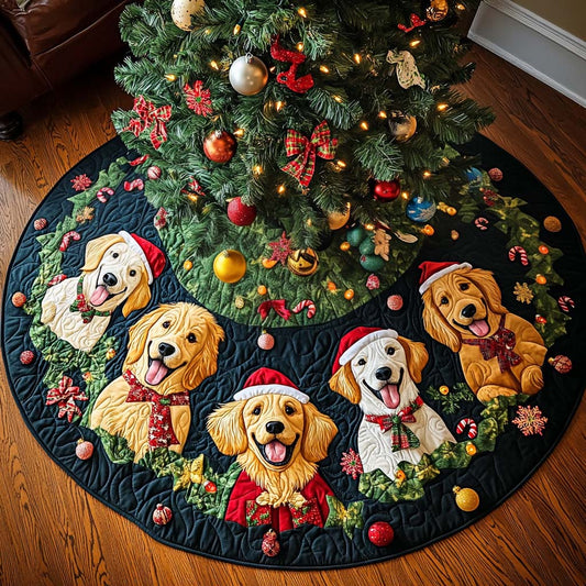 Golden Retriever Candies Christmas Quilted Tree Skirt NCU0DV1424