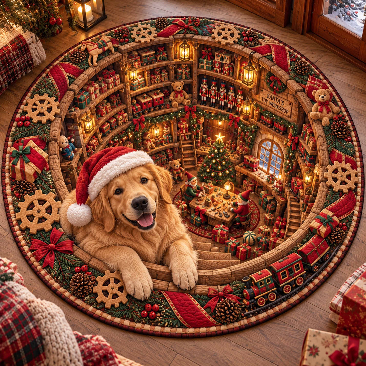 Golden Retriever Charm Quilted Round Mat SN0TD815