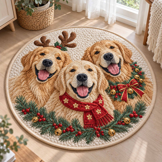 Golden Retriever Christmas Bliss Quilted Round Mat SN0TD818
