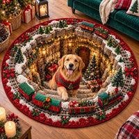 Golden Retriever Christmas Wishes Quilted Round Mat SN0TD884