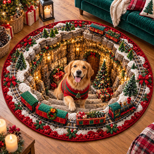 Golden Retriever Christmas Wishes Quilted Round Mat SN0TD884