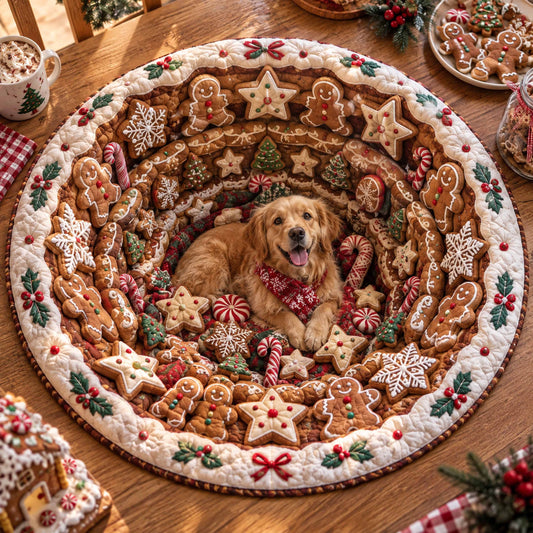 Golden Retriever Dreams Quilted Round Mat SN0TD814