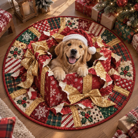 Golden Retriever Festive Quilted Round Mat SN0TD810