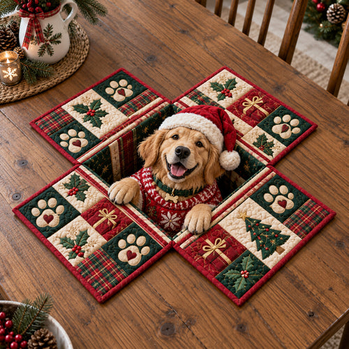 Golden Retriever Gift Custom Shape Quilted Table Topper SN0TV560
