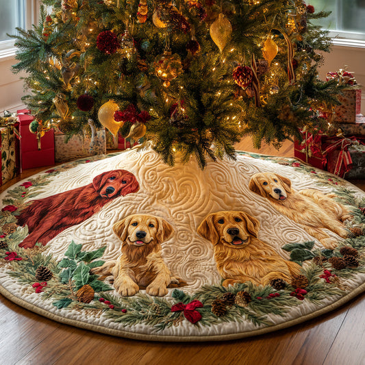 Golden Retriever Glow Quilted Christmas Tree Skirt NCU0DV8120
