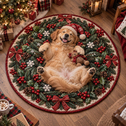 Golden Retriever Holiday Quilted Round Mat SN0TD808