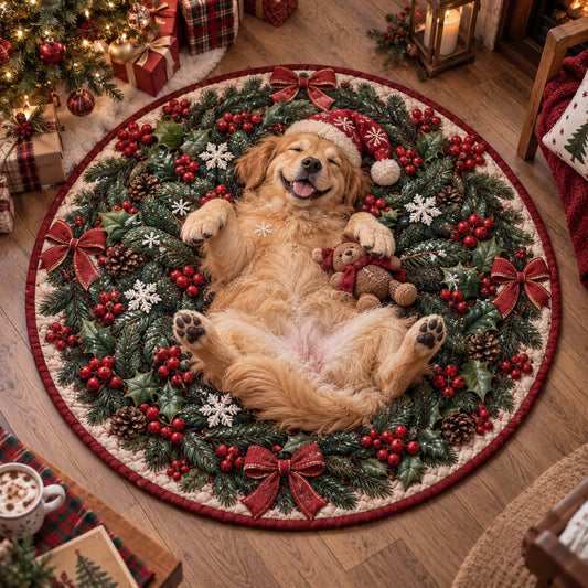 Golden Retriever Holiday Quilted Round Mat SN0TD808