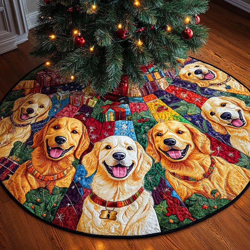 Golden Retriever Joy Christmas Quilted Tree Skirt NCU0DV1402