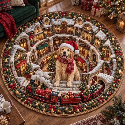 Golden Retriever Noel Quilted Round Mat SN0TD816