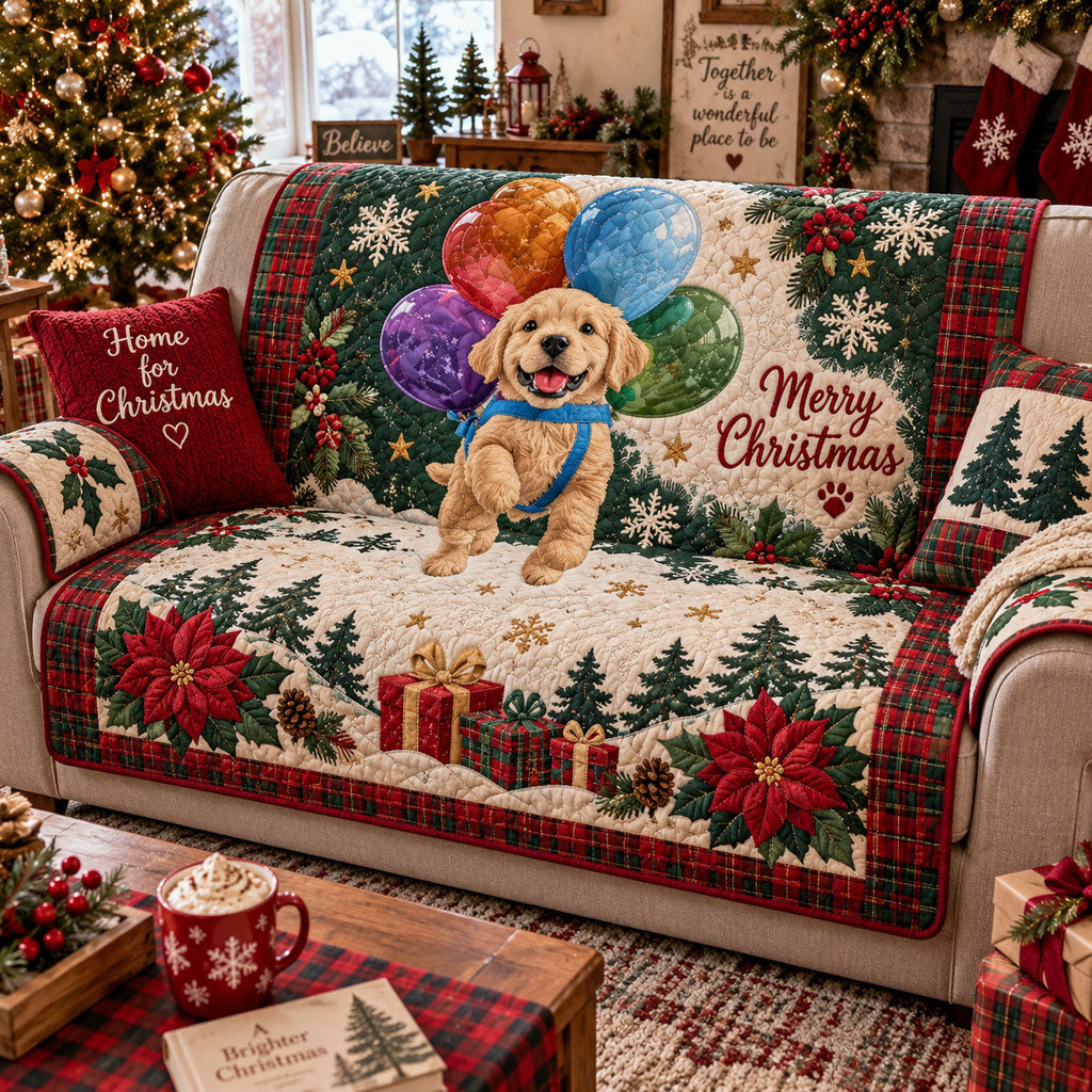 Golden Retriever Winter Wishes Quilted Sofa Cover SN0PT1334