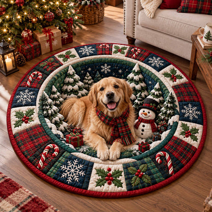Golden Retriever Wonderland Quilted Round Mat SN0TD809