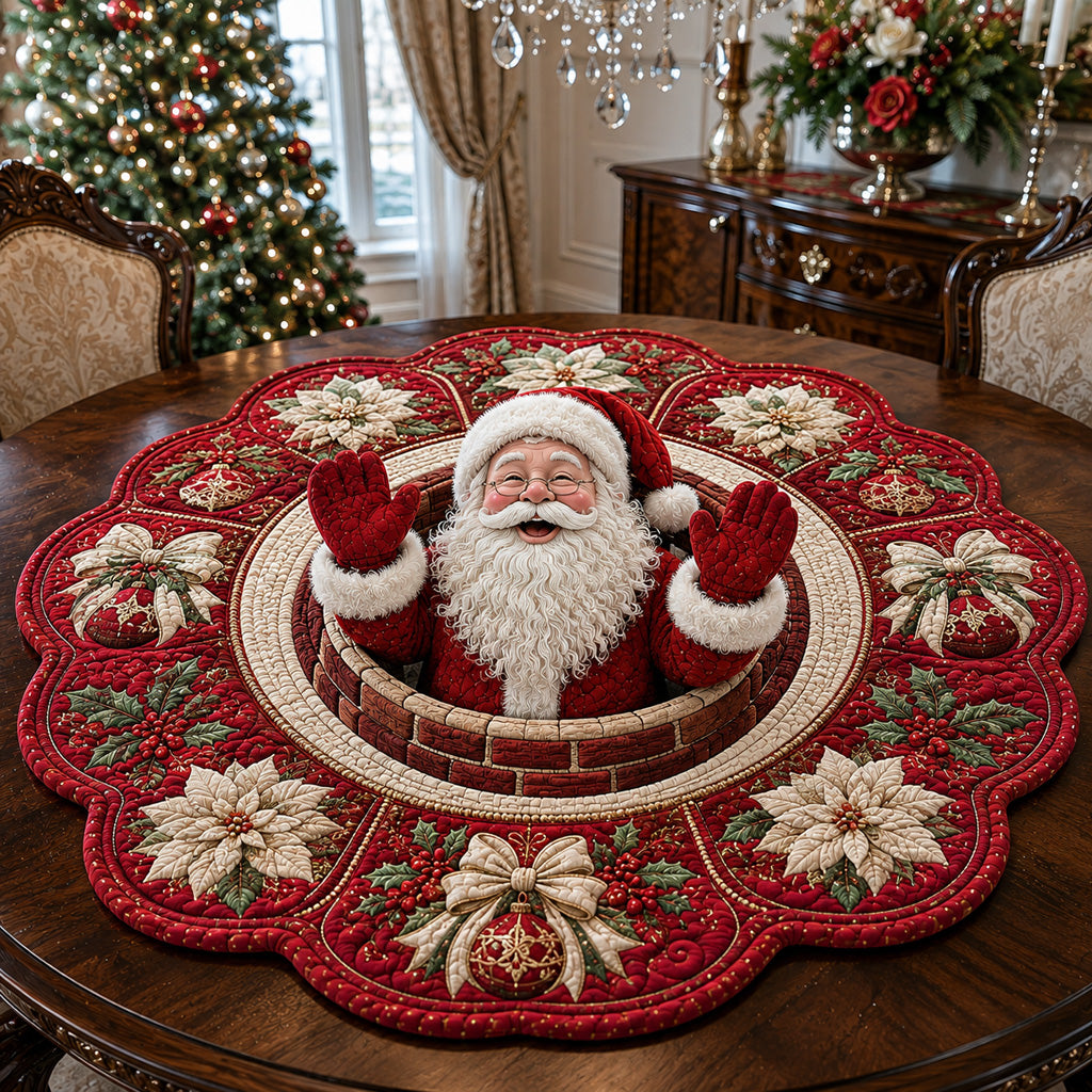 Golden Santa Claus Custom Shape Quilted Table Topper SN0HH0131