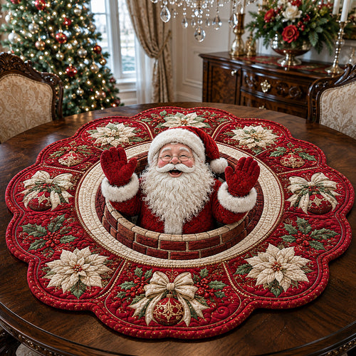 Golden Santa Claus Custom Shape Quilted Table Topper SN0HH0131