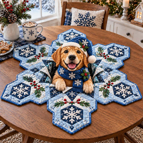 Golden Santa Nook Custom Shape Quilted Table Topper SN0HH0684