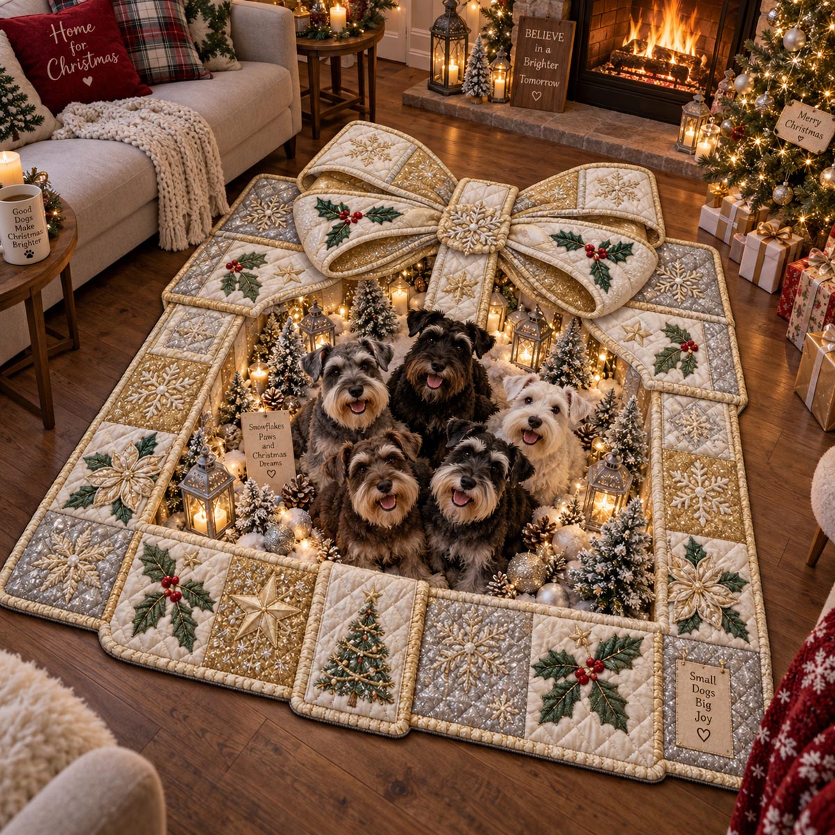 Golden Schnauzer Surprise Custom Shape Area Rug SN0DV780
