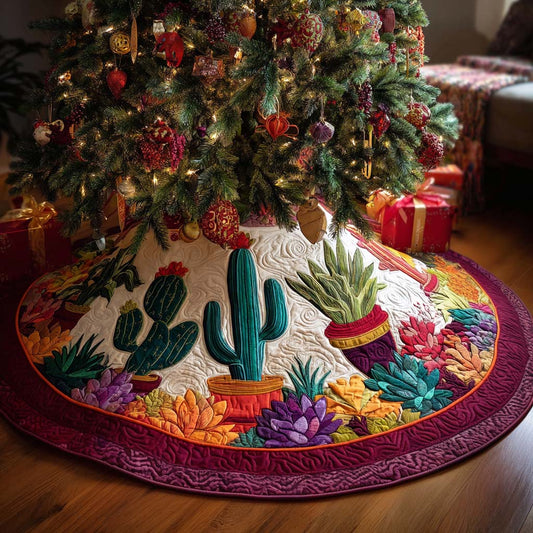 Golden Spikes Christmas Quilted Tree Skirt NCU0NNT2335