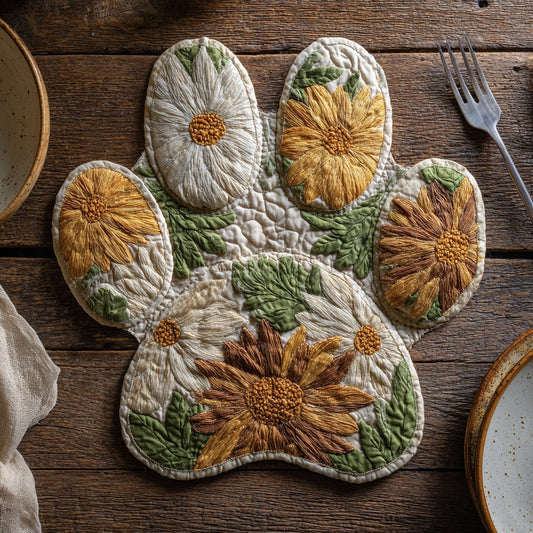Golden Sunflower Custom Shape Quilted Placemat NCU0LV081