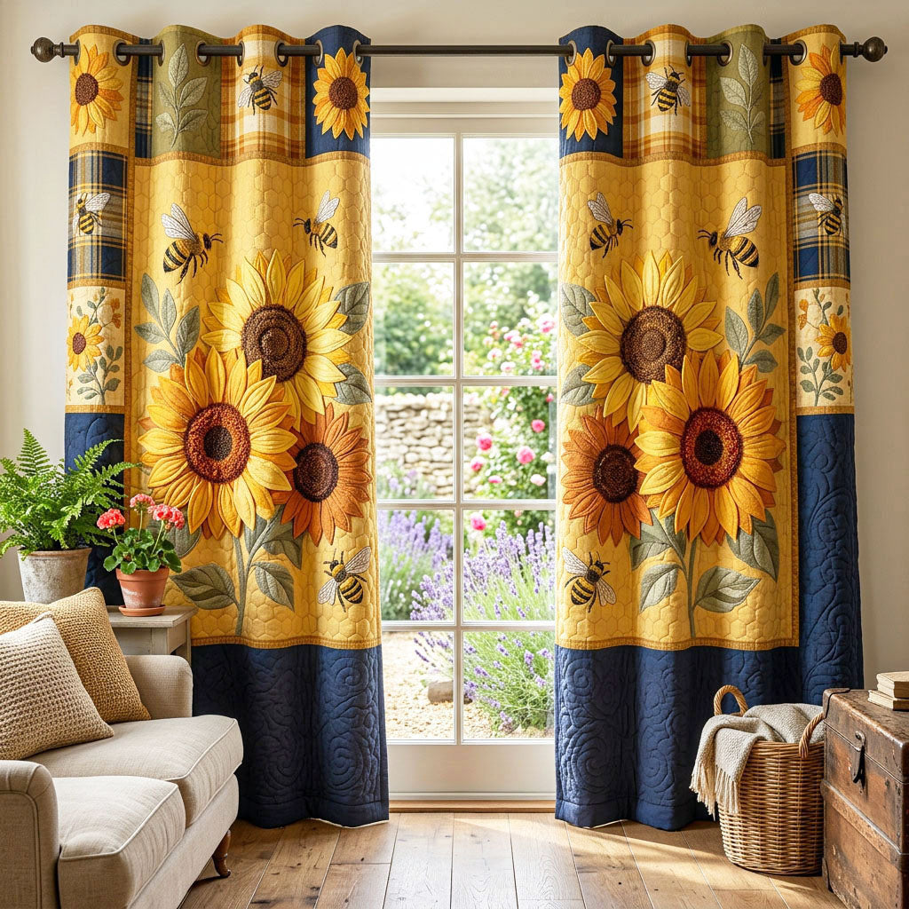 Golden Sunflower Quilted Curtains NCU0ND69