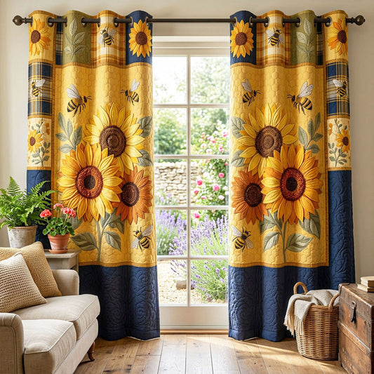 Golden Sunflower Quilted Curtains NCU0ND69