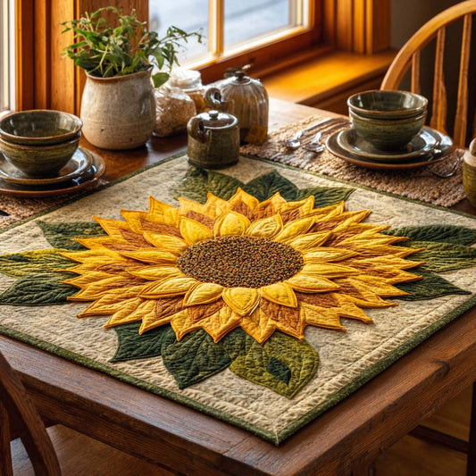 Golden Sunflower Quilted Table Topper NCU0NXD125