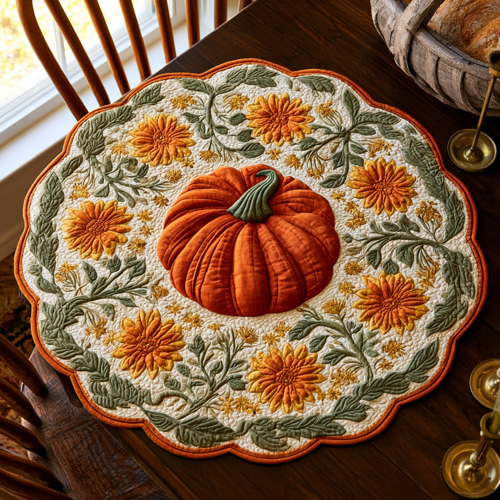 Golden Sunflowers Custom Shape Quilted Table Topper NCU0LV172