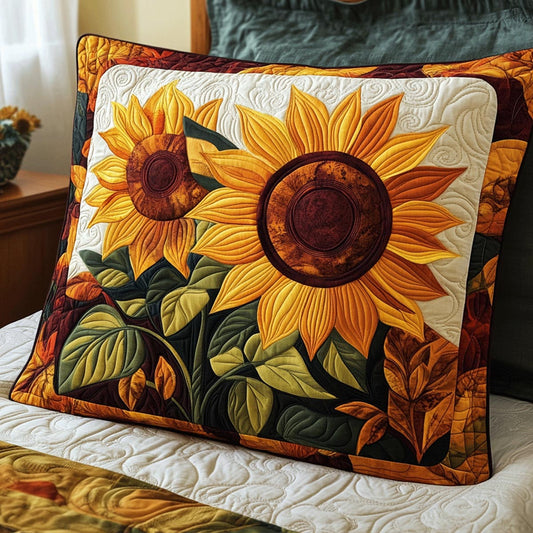 Golden Sunflowers Quilted Bedding Pillow Case NCU0TL1826