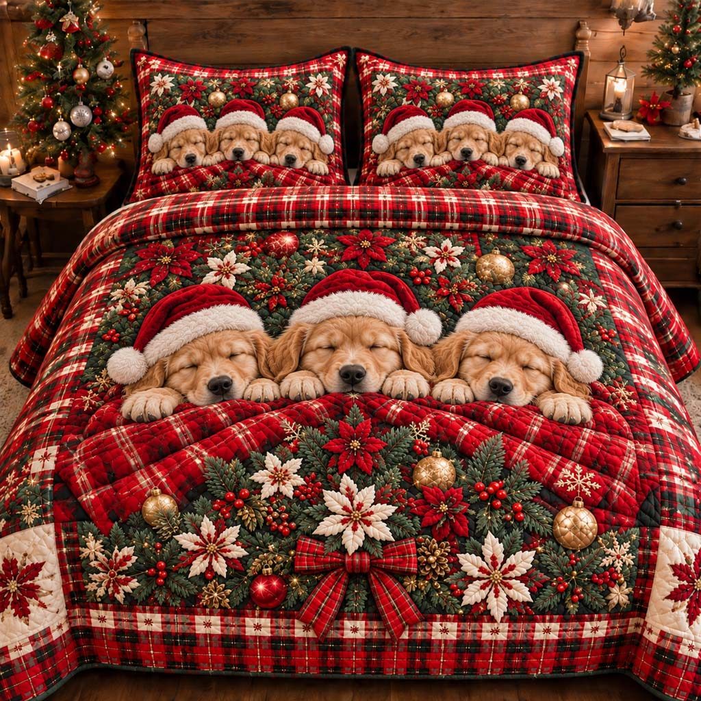 Golden Trio Slumber Quilted Bedding Set SN0HH0428