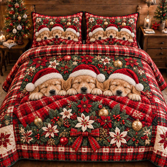 Golden Trio Slumber Quilted Bedding Set SN0HH0428