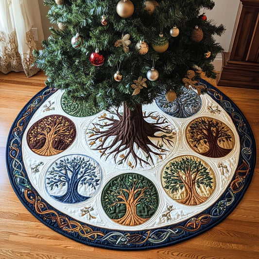 Golden Veins Christmas Quilted Tree Skirt NCU0DV2250