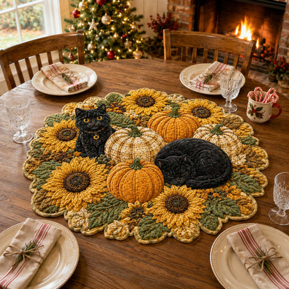 Golden Whiskers Custom Shape Quilted Table Topper SN0TD238