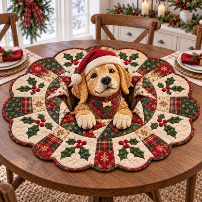 Golden Winter Hearth Custom Shape Quilted Table Topper SN0HH0685