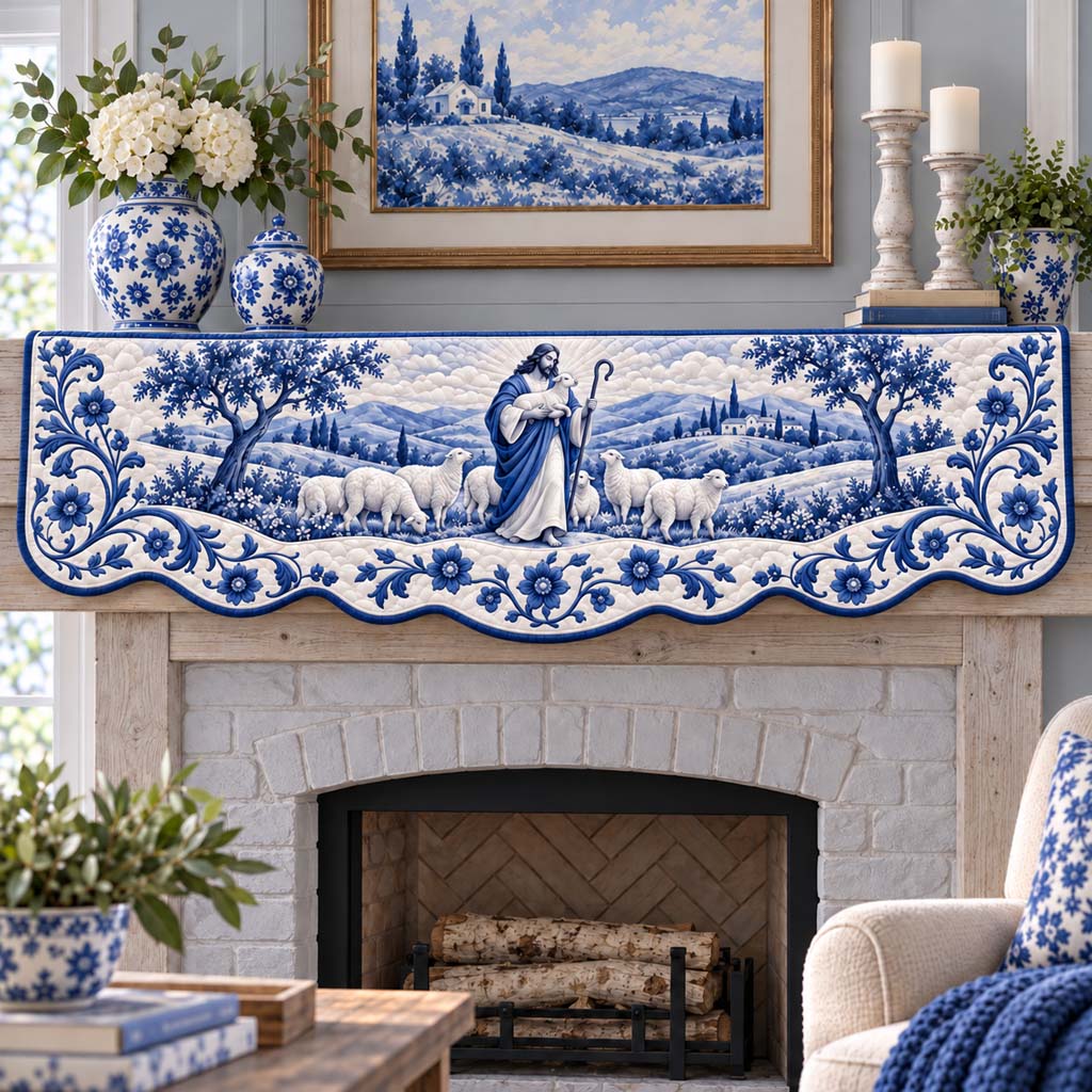 Good Shepherd Flock Quilted Mantel Scarf SN0HH0993