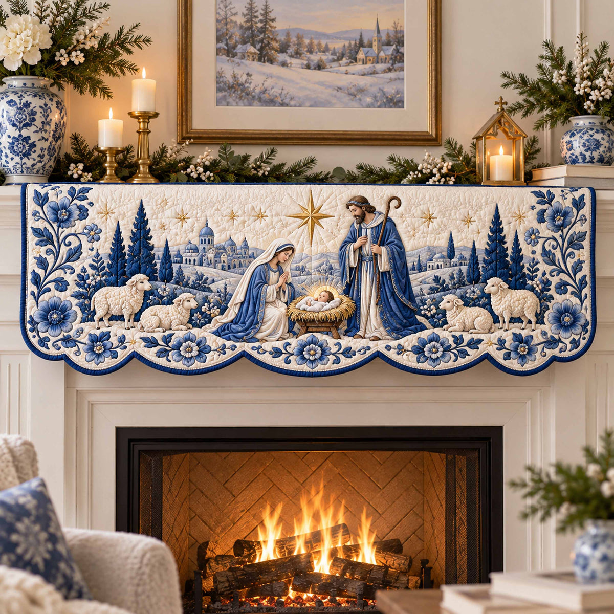 Good Shepherd Quilted Mantel Scarf SN0TD1324