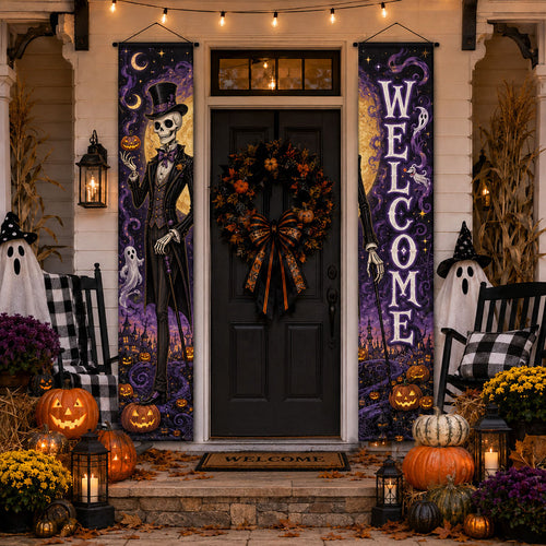 Gothic Skull Manor Welcome Door Banner SN0PT306