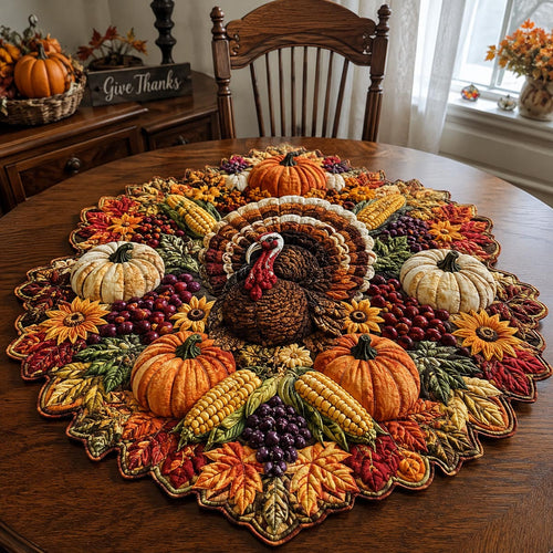 Grand Turkey Harvest Custom Shape Quilted Table Topper SN0DV250