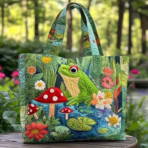 Green Frog Quilted Tote Bag NCU0DK9518