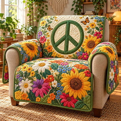 Green Peace Meadow Quilted Sofa Cover SN0HH1018