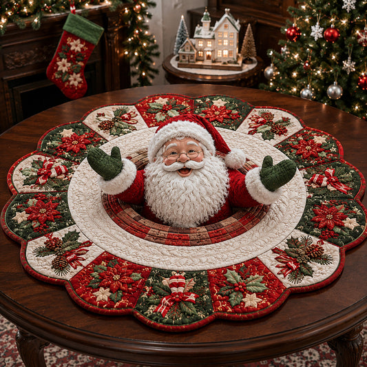 Green Santa Claus Custom Shape Quilted Table Topper SN0HH0132