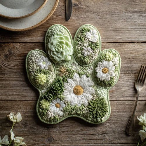Green Succulent Custom Shape Quilted Placemat NCU0LV099