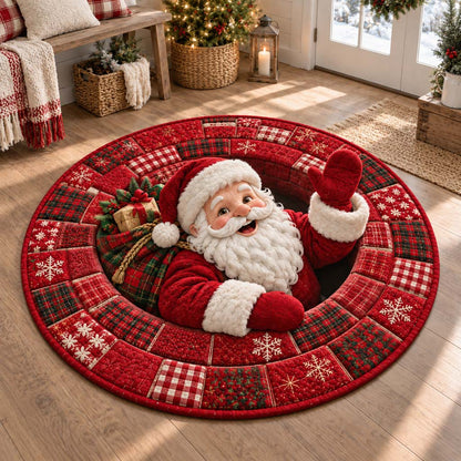 Greeting Santa Quilted Round Mat SN0HH0439