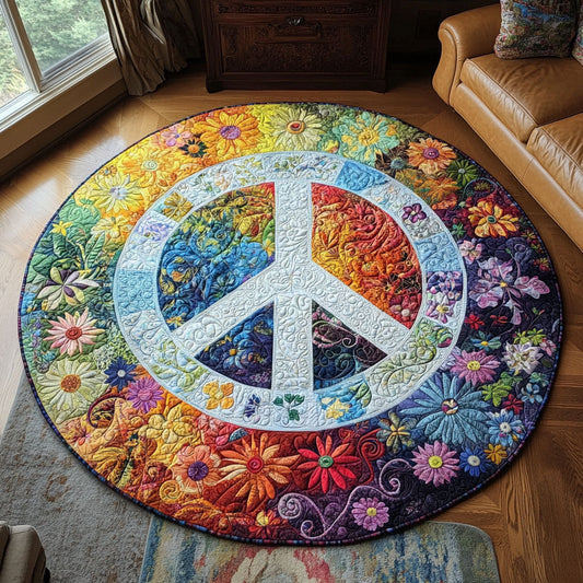 Groovy Patchwork Quilted Round Mat NCU0PT4751