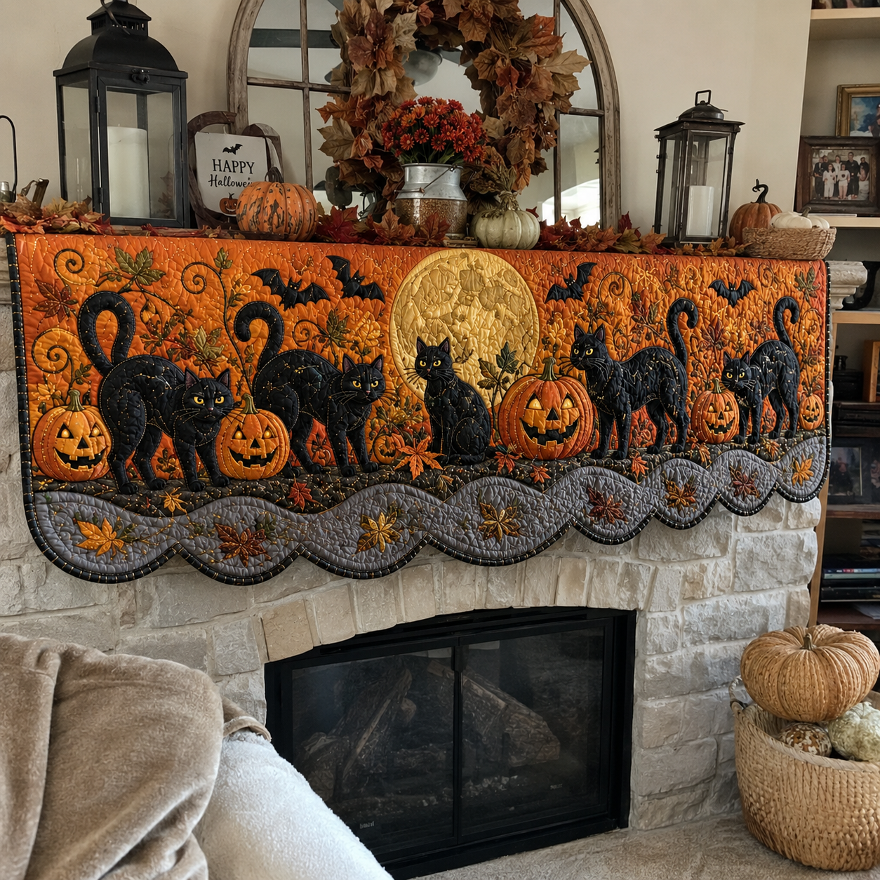 Halloween Mystery Quilted Mantel Scarf SN0TD222